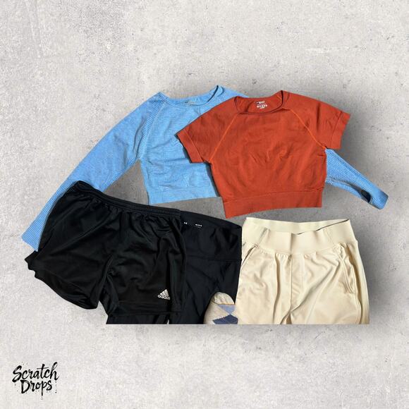 Women Activewear Bundle Size Med 5 Piece Set Gym Yoga Workout Pants Tops Shorts - Picture 4 of 5